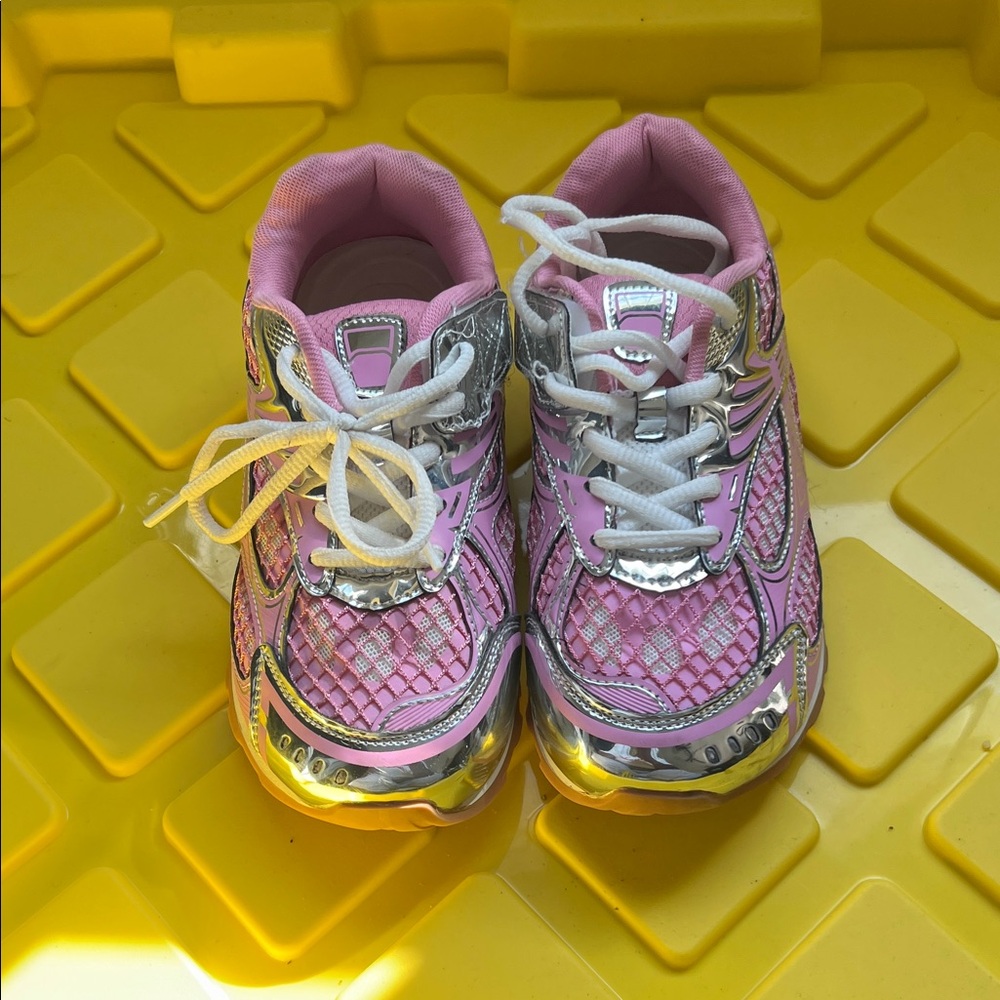 Kids Athletic Sneakers - Pink Metallic